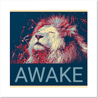 Awake - Sleeping lion in Shepard Fairey style Posters and Art